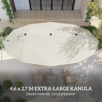 Outsunny dubbele parasol met paraplubak, crèmewit, 4,6 x 2,7 cm(m-4)