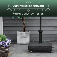 Outsunny Parasolvoet met Wielen 38/48 mm, Stevig en Duurzaam voor Buiten, Zwart(m-5)