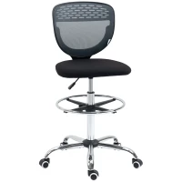 Vinsetto Drafting Chair, Swivel Office Draughtsman Chair, Mesh Standing Desk Chair with Adjustable Foot Ring, Armless, Grey(m-1)