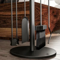 Outsunny Set servitor de șemineu, servitor de șemineu 5 piese, mătură lopată clește tisonier și suport, metal, negru(m-5)