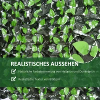 Outsunny Kunsthaag Kunstplant Klimplant, Buitendecoratie, Realistische uitstraling, 300 cm × 100 cm, Donkergroen(m-5)