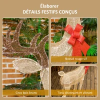 Outsunny Ren luminos de Crăciun, decorațiune din oțel iluminată cu 137 LED-uri alb cald, 66 x 25 x 135 cm, auriu(m-4)