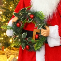 HOMCOM Figurină Moș Crăciun, Moș în picioare, activare vocală, muzică festivă, brațe pliabile, 110 cm, roșu(m-5)