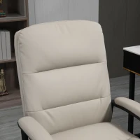 Vinsetto Office Chair, PU Leather Computer Desk Chair Office Chair with Adjustable Height and Swivel Rolling Wheels for Work Study, Light Grey(m-6)