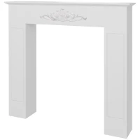 HOMCOM Mantou pentru șemineu cadru decorativ pentru șemineu electric 101 x 19 x 100 cm lemn alb(m-6)