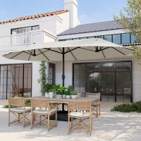 Outsunny dubbele parasol met paraplubak, crèmewit, 4,6 x 2,7 cm(m-10)