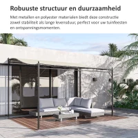 Outsunny Pergola tuinpergola 297x297 cm, Metaal overkapping voor tuin, Creme(m-7)