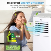 HOMCOM 7000 BTU Air Conditioning Unit, 3-in-1 Portable Air Conditioner, Dehumidifier, Cooling Fan with 2 Speeds, 24H Timer, Remote Control, LED Display, Window Venting Kit, 15m²(m-5)