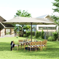 Outsunny dubbele parasol met paraplubak, crèmewit, 4,6 x 2,7 cm(m-2)