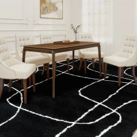 HOMCOM Modern Fluffy Area Rug, Geometric Pattern Washable Rug, Soft High Pile Floor Carpet for Living Room, Bedroom, Dining Room, Home Office, 170 x 120 cm, Black(m-2)