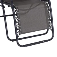 Outsunny Zero Gravity Chair Metal Frame Texteline Armchair Outdoor Folding and Reclining Sun Lounger with Head Pillow for Patio Decking Gardens Camping, Grey(m-9)