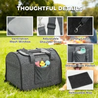 PawHut Soft Sided Cat Carrier Bag, Portable Foldable Pet Carrier with Shoulder Strap & Removable Mat for Small Pet Up to 10kg(m-6)