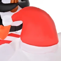HOMCOM Urs polar gonflabil de Crăciun cu lumini LED 206cm Decorațiune gonflabilă de Crăciun impermeabilă cu 2 pinguini(m-3)