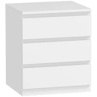 HOMCOM Comodă 3 sertare cu închidere silențioasă Comodă pentru living Birou Stil modern 45x40x52,8 cm Alb(m-1)