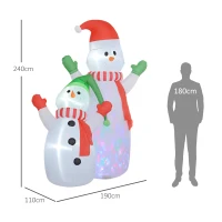 Outsunny Om de zăpadă gonflabil de Crăciun, 240 cm, decorațiune gonflabilă de Crăciun cu lumini LED, alb(m-3)