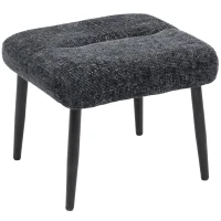 HOMCOM Taburete con cojín suave, patas de acero, reposapiés con tela chenilla, 45 x 41 x 38 cm, gris oscuro(m-1)