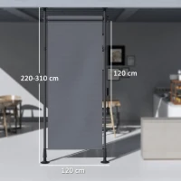 Outsunny Stor manual retractabil pe picior lungime reglabilă manivelă instalare fără găurire metal aluminiu poliester gri închis(m-3)