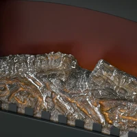 HOMCOM Șemineu electric tip sobă stil neo-retro 2 Uși Sticlă securizată 1000/2000 W LED luminozitate reglabilă Oțel ABS Negru(m-5)