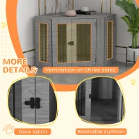 PawHut 2 in 1 Dog Crate Furniture Side Table, with Cushion, 104 x 55 x 63cm - Grey(m-6)