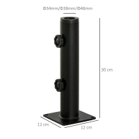 Outsunny Picior de umbrelă, tub reglabil din metal pentru tija Ø 34, 38 și 48 mm, negru(m-3)