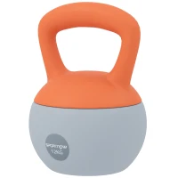 SPORTNOW Pesa Rusa 12 kg Kettlebell Relleno de Arena Metálica Mango Antideslizante para Casa 21x21x30 cm Naranja y Gris(m-11)