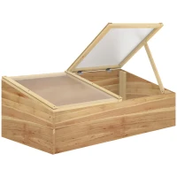 Outsunny Mini seră de grădină Seră pentru răsaduri dim. 100L x 50l x 36H cm Acoperiş 2 pante rabatabile independent Panouri din policarbonat Lemn de brad pre-uleiat(m-1)
