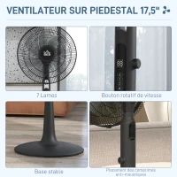 HOMCOM Ventilator pe picior Ø 42cm 40W 3 moduri 28 trepte, funcție anti-țânțari, înălțime reglabilă oscilant 75° negru(m-4)