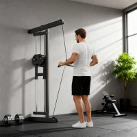 SPORTNOW Rudermaschine für Training, wandmontiertes Fitnessgerät, Kabelmaschine für Heimfitnessstudio, Stahl, Schwarz(m-8)