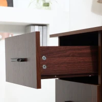 HOMCOM Bureau d'ordinateur réversible, table informatique avec 3 tiroirs et 3 étagères ouvertes, 120 x 49 x 72 cm, noyer(m-9)