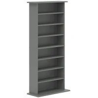 HOMCOM CD and DVD Storage with 8 compartments and 6 adjustable shelves, max capacity 360 CD/185 DVD and Blu-ray, gray(m-1)