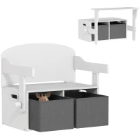 AIYAPLAY Banco para Crianças Conversível 3 em 1 Conjunto de Mesa e Cadeira Baú de Brinquedos com Cubos de Tecido Removíveis Branco(m-6)