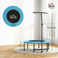 HOMCOM 40" Fitness Trampoline with Adjustable Handle, Rebounder Trampoline, Mini Jumper for Indoor Exercise Workout, Blue(m-3)