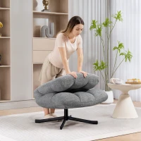 HOMCOM Fauteuil salon sans accoudoirs, chaise pivotante en tissu chenille imperméable, assise large, 75 x 95 x 90 cm, gris(m-9)