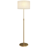 HOMCOM Lampadaire sur pied salon, lampe sur pied dimmable avec télécommande, abat-jour en lin, hauteur réglable 133-168cm, doré
