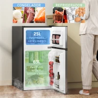 HOMCOM Mini Nevera Silenciosa 88 L Clase E Bajo Encimera Temperatura Regulable 5 Niveles Puerta Reversible Luz Interior Negro(m-4)