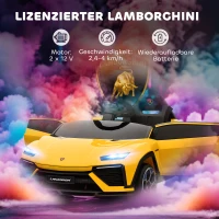 AIYAPLAY Kinder Elektroauto 12V Kinderauto mit 2,4 GHz Fernbedienung, 2 Motor, Hupe, LED, Musik, 101,5 x 49 x 43 cm, Gelb(m-4)