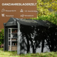 Outsunny Garagenzelt, wasserdicht Zeltgarage mit Tür, UV-beständig 220 x 157 x 165 cm Schwarz(m-4)