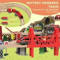 AIYAPLAY Wooden Train Set, 100 Pieces, Magnetic Crane, Beech Wood, Colorful(m-4)