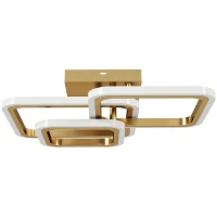 HOMCOM Deckenleuchte LED 40W 4300LM 3500K/4500K/6000K Deckenlampe 3-eckige Wohnzimmerlampe, 48 x 46 x 13 cm, Gold(m-1)