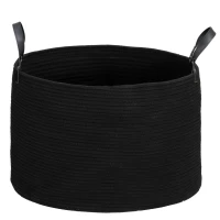HOMCOM Panier à linge 88L, corbeille à linge en coton avec poignées pliable, 56 x 35,5 cm, noir(m-12)