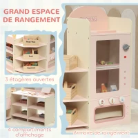 AIYAPLAY Supermarché pour enfant, marchande en bois, caisse enregistreuse, distributeur et accessoires, 90,7x60x73,8cm, vert(m-7)