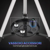 Outsunny Telescopio Astronomico 70mm con 2 Lenti Oculari e Adattatore Smartphone, 80x80x135 cm, Bianco e Nero(m-8)