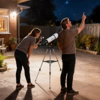 Outsunny Telescopio Astronómico 80mm con Montura EQ, 2 Lentes Oculares y Adaptador para Smartphone, 92x92x130 cm, Blanco y Negro(m-2)