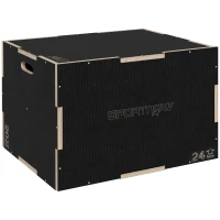 SPORTNOW Multi-Faceted Jump Box, Wooden Step Up Box, for Home, Gym, Exercise, 41/51/61cm - Black(m-1)