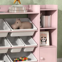 AIYAPLAY Kinder-Aufbewahrungsregal, Regal für Spielzeug und Bücher, zum übersichtlichen Aufräumen, 8 herausnehmbare Boxen, Rosa(m-7)