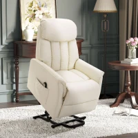 HOMCOM Opsta stoel grote comfortabele hulpstoel assistent elektrisch opstahulp ligfunctie tv-stoel beige(m-15)