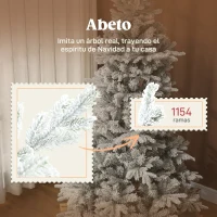 HOMCOM Árbol de Navidad Nevado 210 cm con 1154 Ramas Base Plegable Diseño por Secciones Fácil de Montar(m-4)