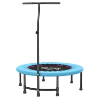 HOMCOM 40" Fitness Trampoline with Adjustable Handle, Rebounder Trampoline, Mini Jumper for Indoor Exercise Workout, Blue(m-11)