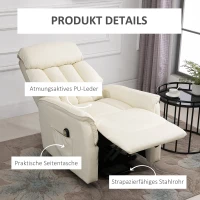 HOMCOM Opsta stoel grote comfortabele hulpstoel assistent elektrisch opstahulp ligfunctie tv-stoel beige(m-7)