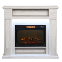 HOMCOM Cheminée Électrique 1800W Réglable avec Flamme 3D, Étagère, Minuteur et Télécommande, 105x27x97 cm, couleur Bois